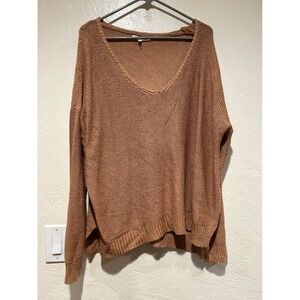 Miracle USA rust Knit V‎ Neck Long Sleeve Sweater Top M/L